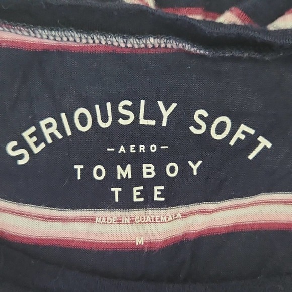 Aeropostale Women's Seriously Soft Tomboy Tee Size Med Long Sleeve Striped - Picture 6 of 8